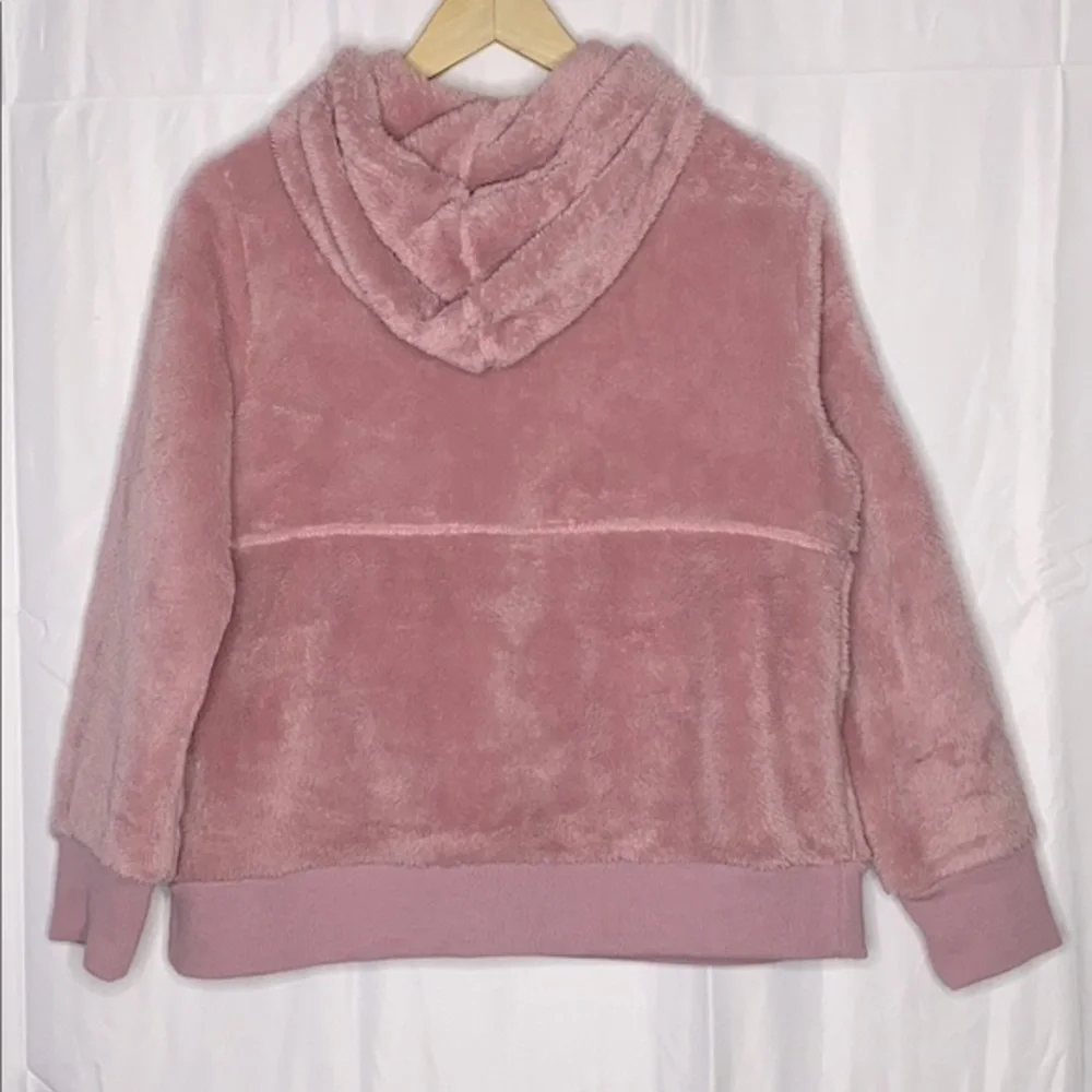 Old Navy Plush Sherpa Faux Fur 1/2-Zip Hoodie – Dusty Pink –Small Petite